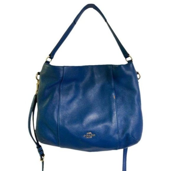 Coach Medium W Adjustable Strap Blue Leather Cross - Picture 1 of 12